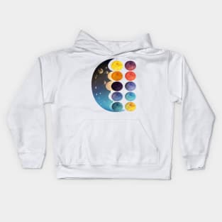 Lunar Phases Unveiled - Embrace the Dance of the Moon Kids Hoodie